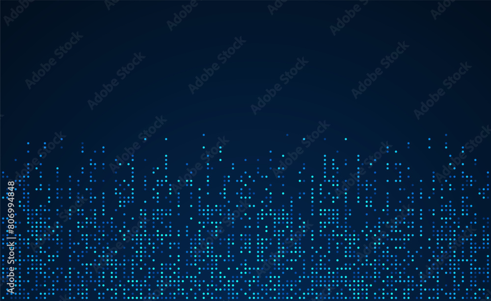 Poster digital technology background. digital data dots bllue pattern pixel background