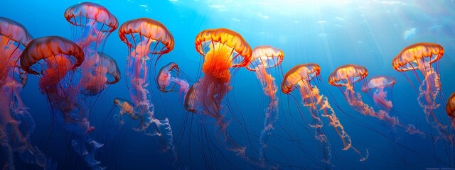 jellyfish underwater glows floating ocean sea