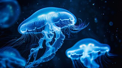 jellyfish underwater glows floating ocean sea