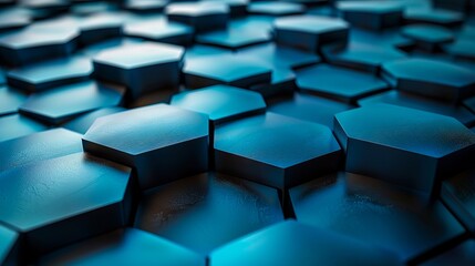 Obraz premium A close up of hexagons in blue.