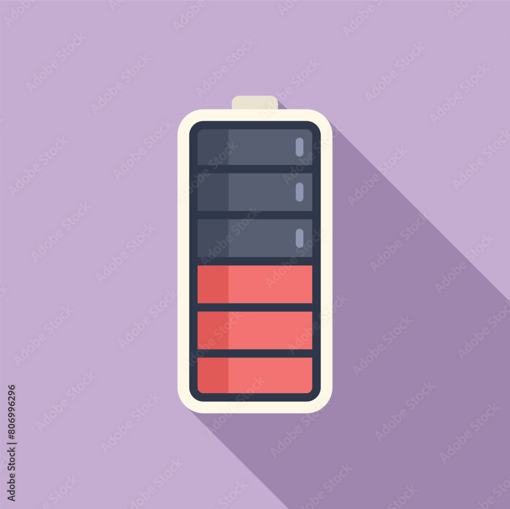 Poster step shape gadget battery icon flat vector. electro indicator. device watt