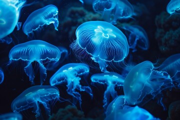 jellyfish underwater glows floating ocean sea