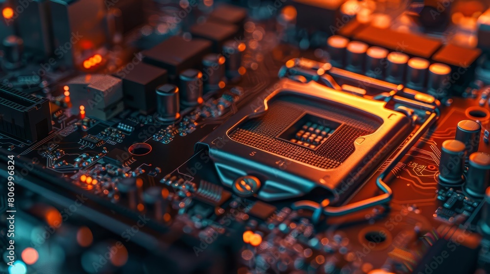 Aufkleber secure connection and cybersecurity concept with computer motherboard and safety lock wide banner