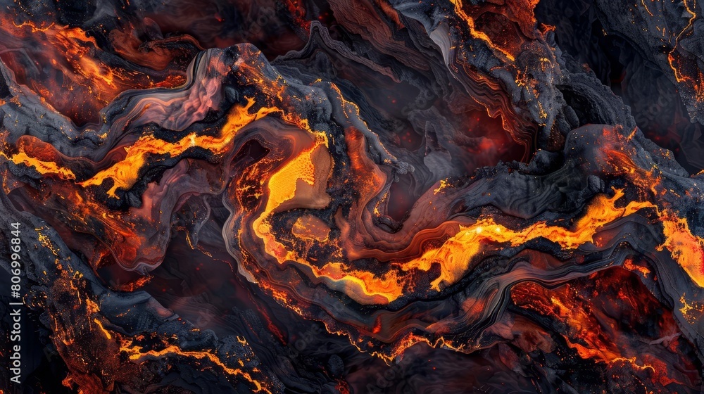 Poster seamless lava texture background with volcanic rock and magma abstract inferno pattern