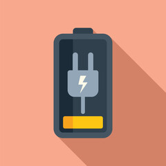 Charging plug battery icon flat vector. Alkaline electric. Bank refill status