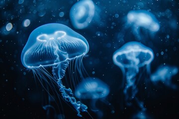 Obraz premium jellyfish underwater glows floating ocean sea