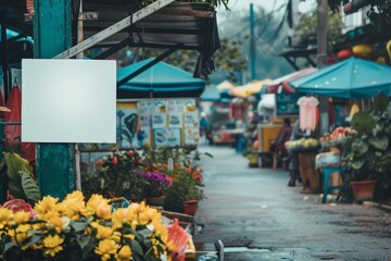 Naklejka premium Along the colorful stalls of a street market