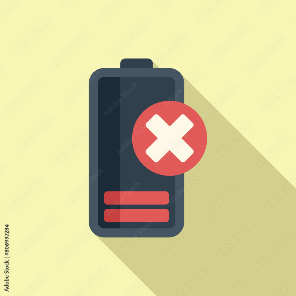 Poster electro charging battery icon flat vector. broken element. level plus time