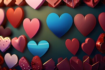 Animated Hearts Background Generative AI 