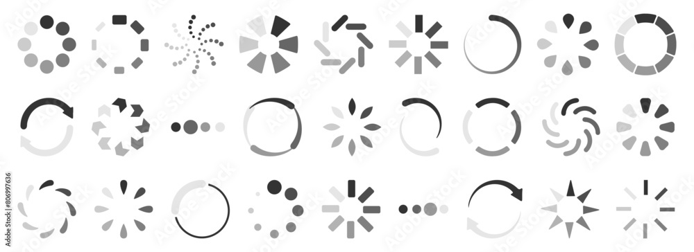 Aufkleber Loading process bar round element collection. Set of loading icons. Progress bar loading signs