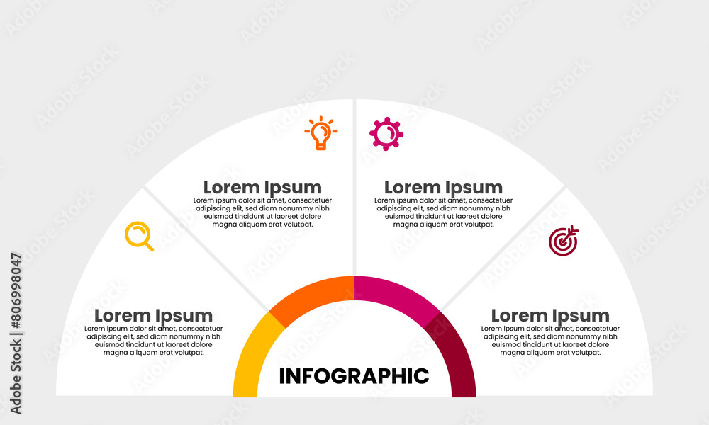 Fototapete circular infographic chart template with option, step or sections. modern infographic element vector