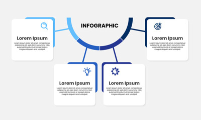 Business process infographic template with 4 options or steps. Timeline infographic design vector