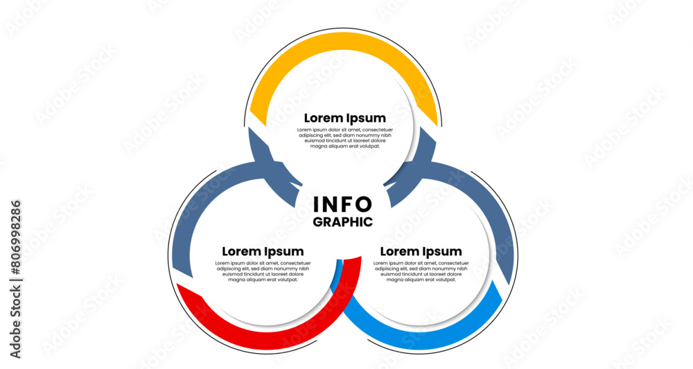 Poster circle infographic chart template with option, step or sections. modern infographic element vector d