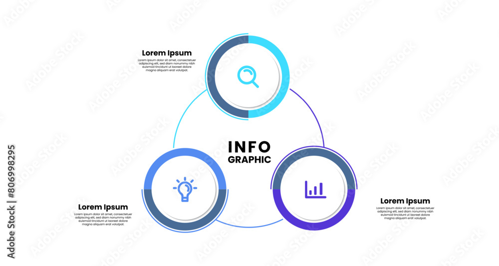 Poster modern vector infographic template with 3 options or steps. circle infographic element design for bu