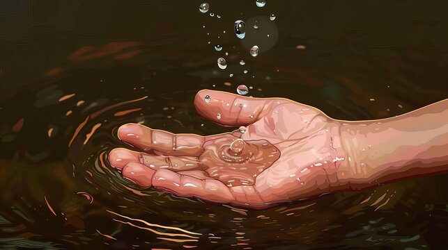 spiritual hand of john the baptist with water dripping christian symbolism illustration