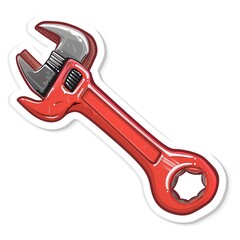 A cute sticker of Pipe Wrench, clipart, isolated on white background