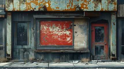 Abandoned and Boarded-Up Storefront in a Distressed Urban Neighborhood - obrazy, fototapety, plakaty
