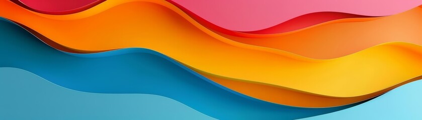 Colorful wavy background with a paper cut style introduces a playful yet sophisticated element to the technology design, Sharpen with copy space