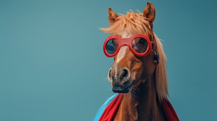 Horse Wearing Sunglasses and Scarf