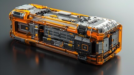 Advanced Lithium-Sulfur Battery with Detailed Cutaway Showcasing Internal Components in Technical Style