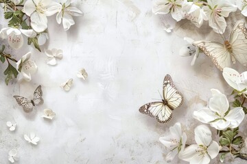 Create a bridal shower invitation using the Creative template of delicate white flowers and butterflies
