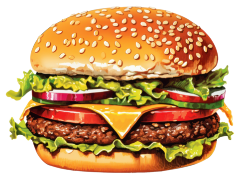 PNG  Hamburger food vegetable condiment.