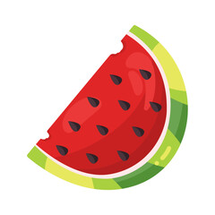 Flat vector illustration icon of watermelon slot machine. Whole fresh ripe watermelon, watermelon slice, icon.