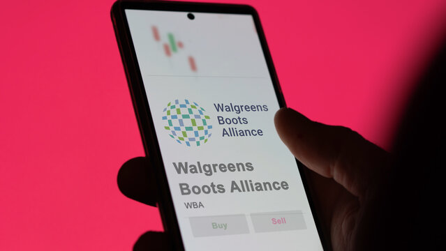 April 09th 2024 , Deerfield, Illinois. Close up on logo of Walgreens Boots Alliance on the screen of an exchange. Walgreens Boots Alliance price stocks, $WBA on a device.