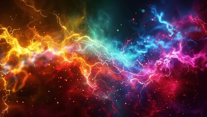 Obraz premium Abstract representation of neuropathic pain, with electrical sparks emanating from nerve endings in vibrant colors.