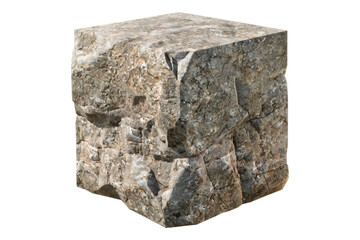 Stone block isolated on transparent background
