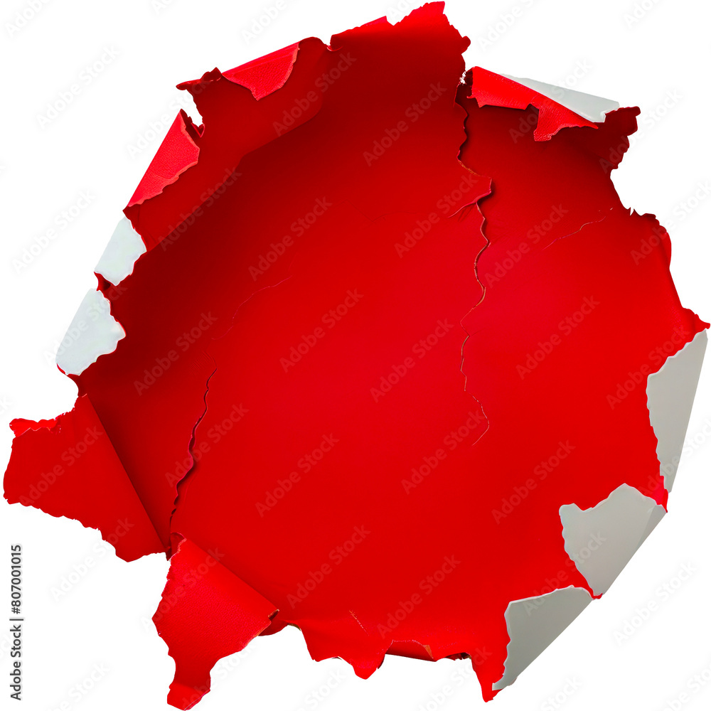 Canvas Prints torn red paper cut out on transparent background