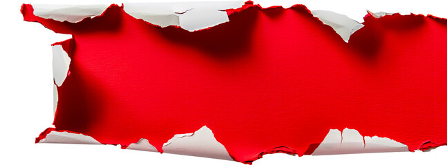 Torn red paper cut out on transparent background
