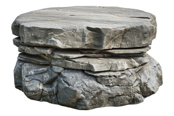 Stone round podium rock isolated on transparent background