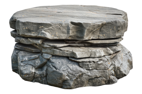 Stone round podium rock isolated on transparent background