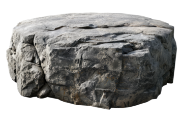 Stone round podium rock isolated on transparent background