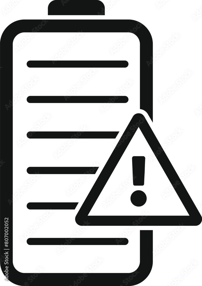 Poster attention empty battery icon simple vector. charging process. volume strength