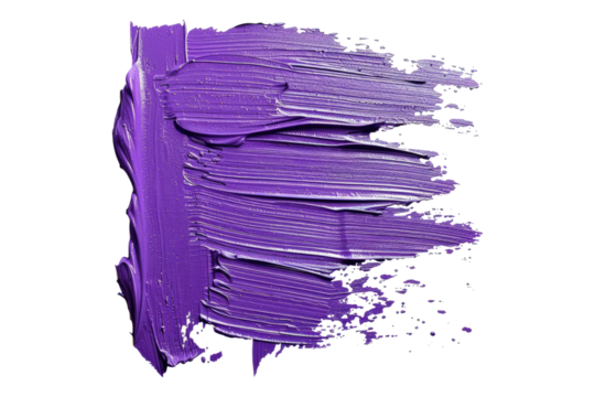 Stroke of purple paint texture isolated on transparent background