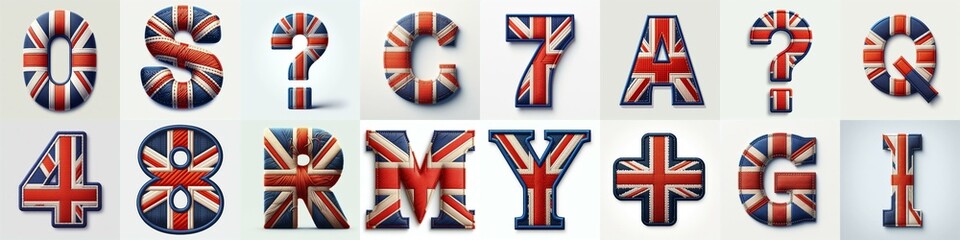 Fototapeta premium UK flag lettering. AI generated illustration