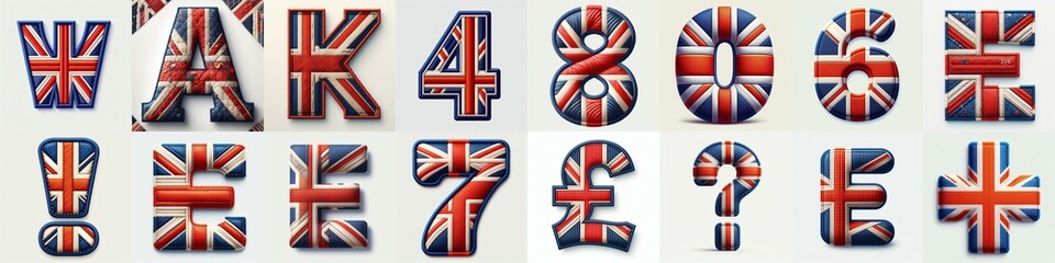 Fototapeta premium UK flag lettering. AI generated illustration