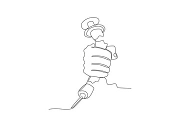 Single continuous line drawing of Hands that destroy drug injectors. anti dryg day. Medical healthcare conceptual. National Pharmacist Day. Vector illustration
