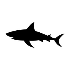Obraz premium Shark silhouette flat illustration on isolated background