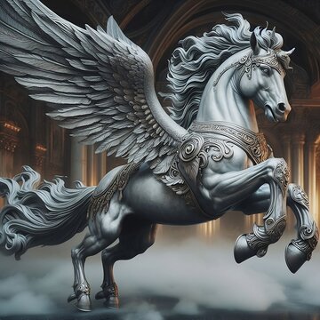 Estatua de Pegaso alado.