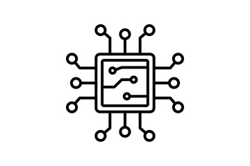 computer chip icon. icon related to computer. suitable for web site, app, user interfaces, printable etc. line icon style. simple vector design editable