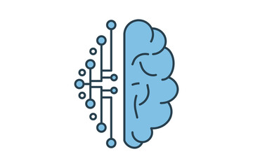 artificial intelligence icon. icon related to computer. suitable for web site, app, user interfaces, printable etc. flat line icon style. simple vector design editable