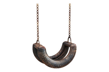 Swing made of tire isolated on transparent background