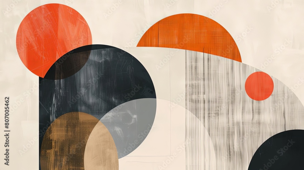 Poster clean and modern abstract composition with celestial shapes on a isolated background