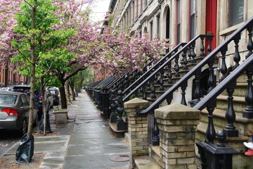 A row of tenement houses in old downtown Jersey City.