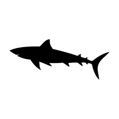 Shark silhouette flat illustration on isolated background