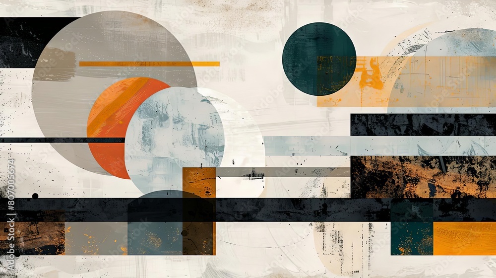 Poster clean and modern abstract composition with celestial shapes on a isolated background
