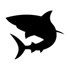 Shark silhouette flat illustration on isolated background